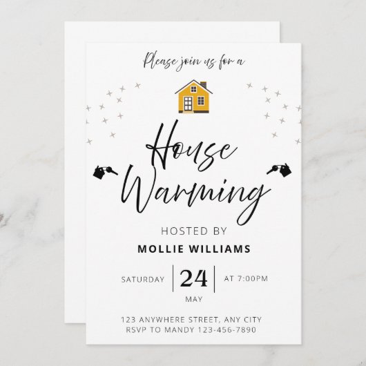 House Warming Invitation mobiele uitnodiging (Voorkant / Achterkant)
