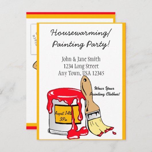 House Warming / Painting Party Aankondiging (Voorkant / Achterkant)