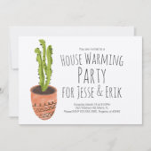 House Warming Party Cactus Plant Hand getekend Kaart (Voorkant)