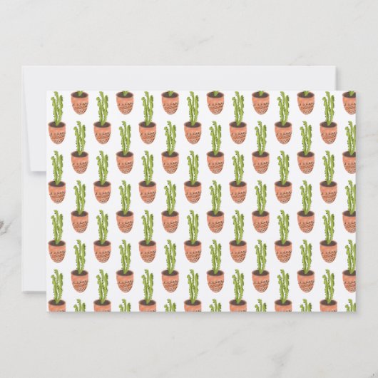 House Warming Party Cactus Plant Hand getekend Kaart (Achterkant)