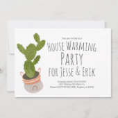 House Warming Party Cactus Plant Pot Hand getekend Kaart (Voorkant)