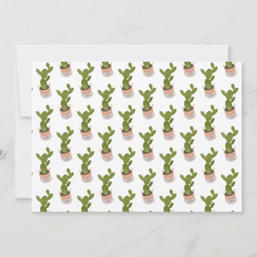 House Warming Party Cactus Plant Pot Hand getekend Kaart (Achterkant)