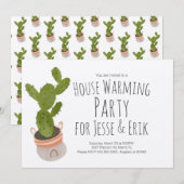 House Warming Party Cactus Plant Pot Hand getekend Kaart (Voorkant / Achterkant)