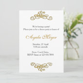 House warming party Invitation Gold Floure Kaart (Staand voorkant)