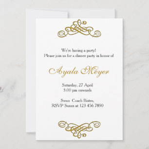 House warming party Invitation Gold Floure Kaart
