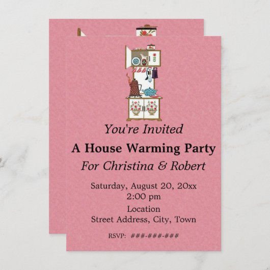 House Warming Retro Witte Kachel  Utensils Kaart (Voorkant / Achterkant)