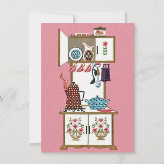 House Warming Retro Witte Kachel  Utensils Kaart (Achterkant)