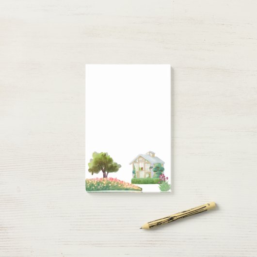House with Flower Garden Post-it Notes (Op bureau)