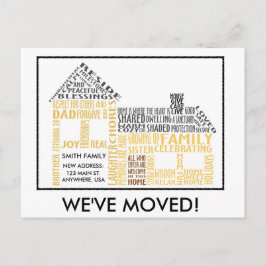 House Word Art, we zijn verhuisd Aankondigingskaart