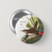 House Wren by John James Audubon, Birdwatcher Bird Ronde Button 5,7 Cm (Voorkant /achterkant)