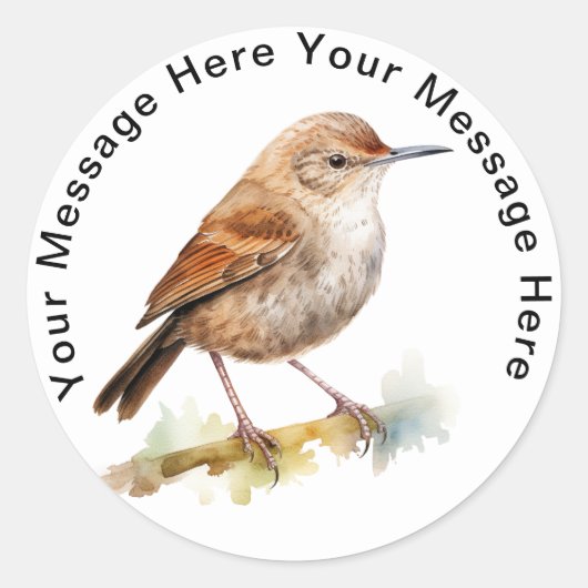 House Wren Ronde Sticker (Voorkant)