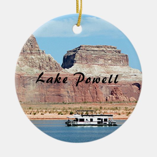 Houseboot, Lake Powell, Arizona, USA 6 (caption) Keramisch Ornament (Voorkant)