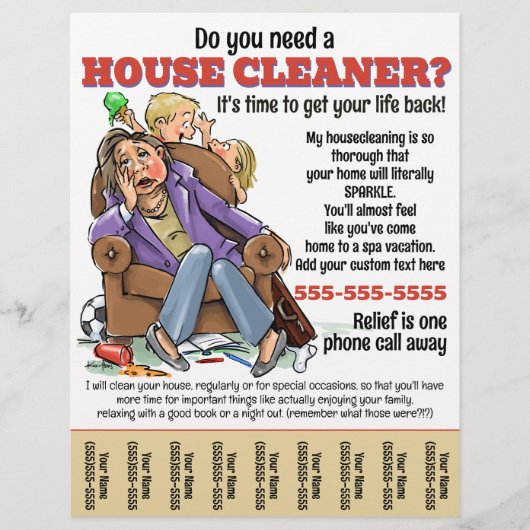 Housecreaning Home Help Baby Sitting promotioneel Flyer (Voorkant)