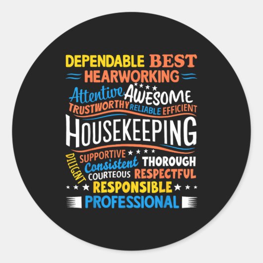 Housekeeng Appreciation Environmental Services Wee Ronde Sticker (Voorkant)