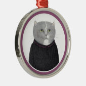 HOUSEKEEPER CAT Premium Round Ornament (Rechts)