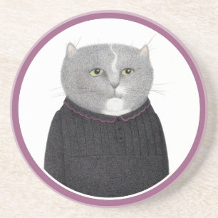HOUSEKEEPER CAT Round Sandstone Onderzetter
