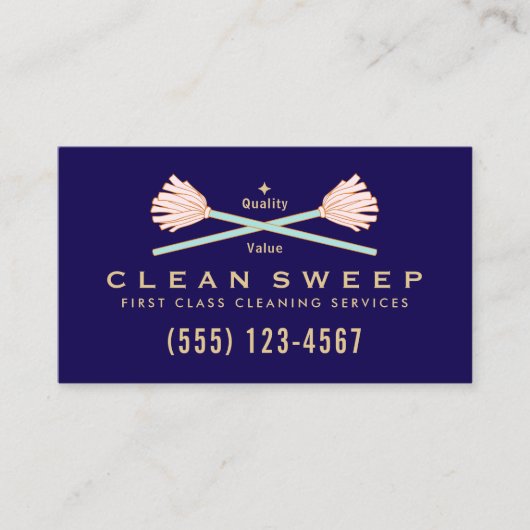 Housekeeper Maid Services gekruist roze mops Visitekaartje (Voorkant)