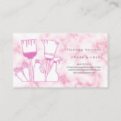 housekeeping Cartoon roze marmer Schoonmaak Servic Visitekaartje (Voorkant)