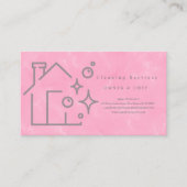 housekeeping Cartoon roze marmer Schoonmaak Servic Visitekaartje (Voorkant)