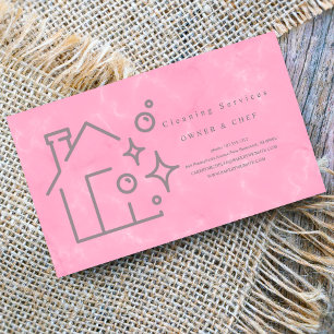 housekeeping Cartoon roze marmer Schoonmaak Servic Visitekaartje