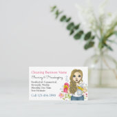 Housekeeping Maid Cleaning Services Floral Visitekaartje (Staand voorkant)