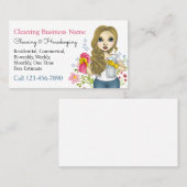 Housekeeping Maid Cleaning Services Floral Visitekaartje (Voorkant / Achterkant)