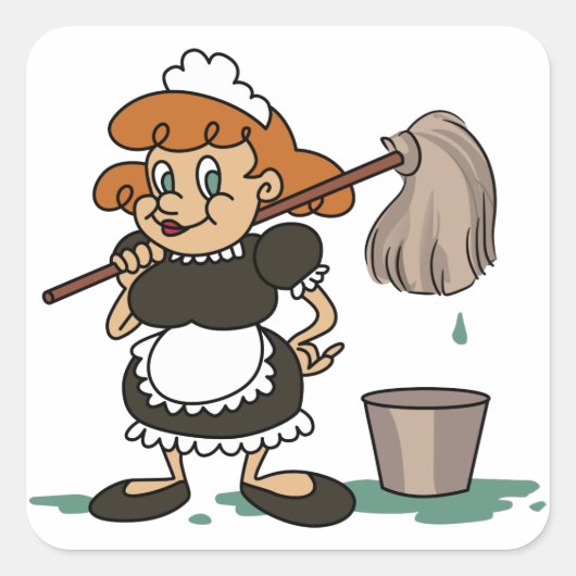Housekeeping Maid Vierkante Sticker (Voorkant)