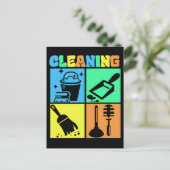 Housekeeping Retro Housekeeper Cleaning Briefkaart (Staand voorkant)