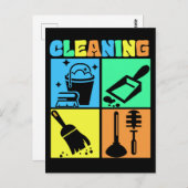 Housekeeping Retro Housekeeper Cleaning Briefkaart (Voorkant / Achterkant)