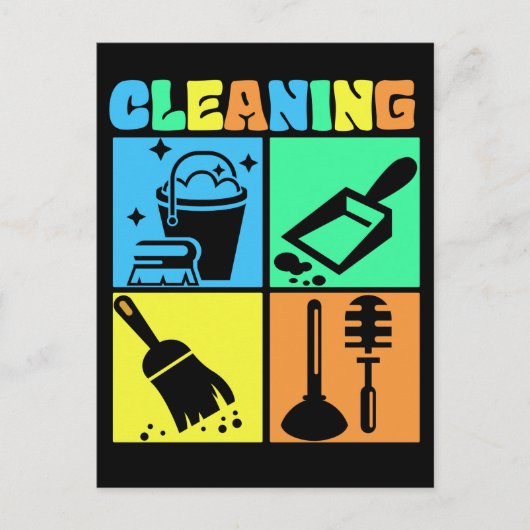 Housekeeping Retro Housekeeper Cleaning Briefkaart (Voorkant)