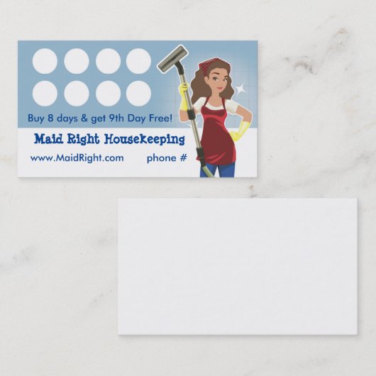 Housekeeping Service Loyalty Punch Kaart (Voorkant / Achterkant)