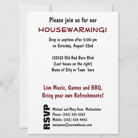 Houseopwarming Party - New Country Home Kaart (Achterkant)