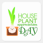 Houseplant Appreciation Day Cute Potted Flower Vierkante Sticker (Voorkant)