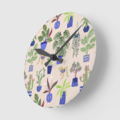 Houseplant Cactus Succulent Pattern Blush Pink Ronde Klok (Hoek)