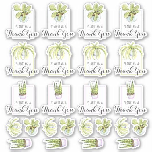 Houseplant dank u woordspeling sticker (Voorkant)