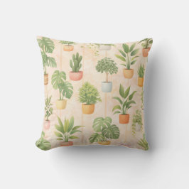 houseplant pattern with potted indoor kussen