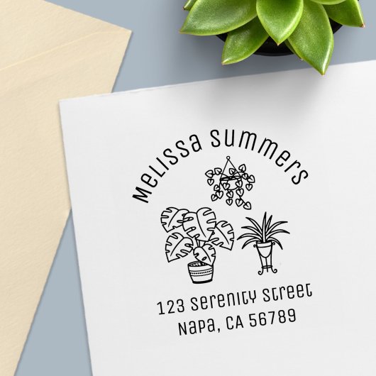Houseplants Hobby Arch Address Zelfinktende Stempel