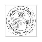 Houseplants Hobby Round Address Zelfinktende Stempel (Design)
