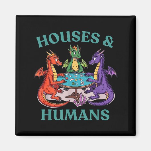 Houses And Humans Dragon Tabletop Rpg Fantasy Paro Magneet (Voorkant)