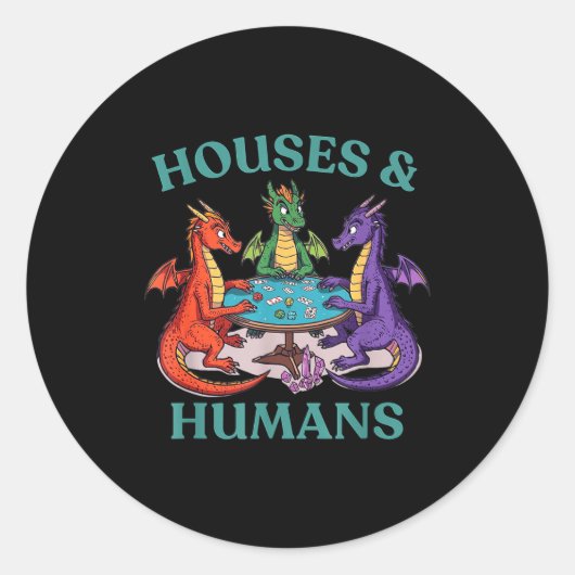 Houses And Humans Dragon Tabletop Rpg Fantasy Paro Ronde Sticker (Voorkant)