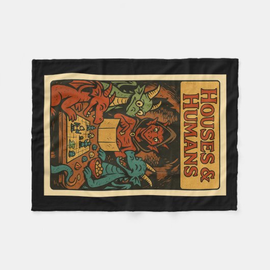 Houses And Humans Funny Rpg Gamer Nerd Gaming Men  Fleece Deken (Voorkant (Horizontaal))