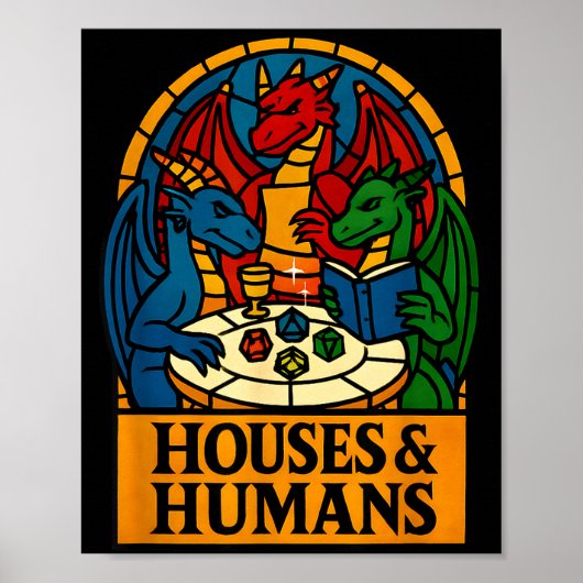 Houses And Humans Funny Rpg Nerdy Gamers Men Women Poster (Voorkant)