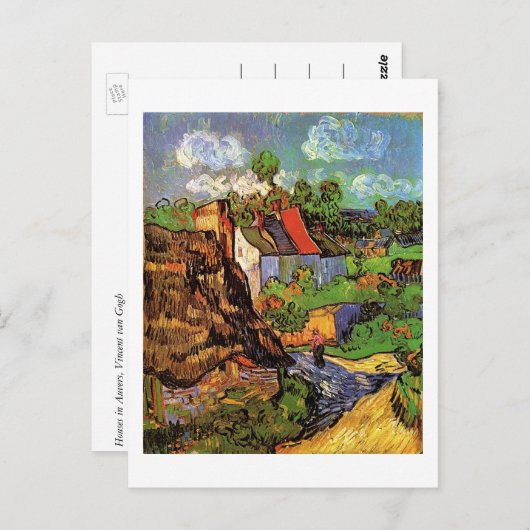 Houses in Auvers, Vincent van Gogh. dorp Briefkaart (Voorkant / Achterkant)