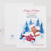 Houses in Snow Holiday Moving Card Feestdagenkaart (Voorkant / Achterkant)