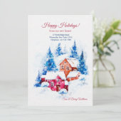 Houses in Snow Holiday Moving Card Feestdagenkaart (Staand voorkant)