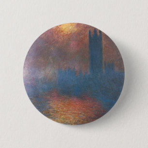 Houses of Parliament, Londen door Claude Monet Ronde Button 5,7 Cm