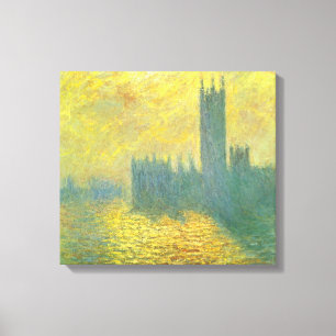 Houses of Parliament, Stormachtige lucht door Clau Canvas Afdruk