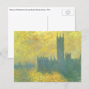 Houses of Parliament, Stormige lucht door Claude M Briefkaart