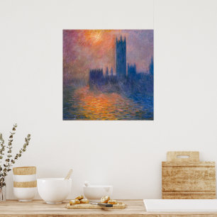 Houses of Parliament, Zonsondergang Claude Monet Poster