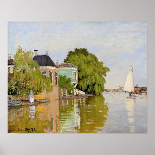 Houses on the Achterzaan (1871) van Claude Monet Poster (Voorkant)
